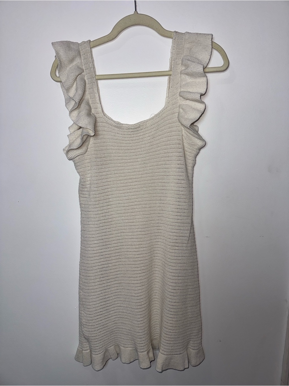 Anthropologie Ruffled Pointelle Mini Dress